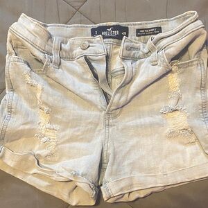 Hollister Women's Faded Blue Ripped Jean Shorts